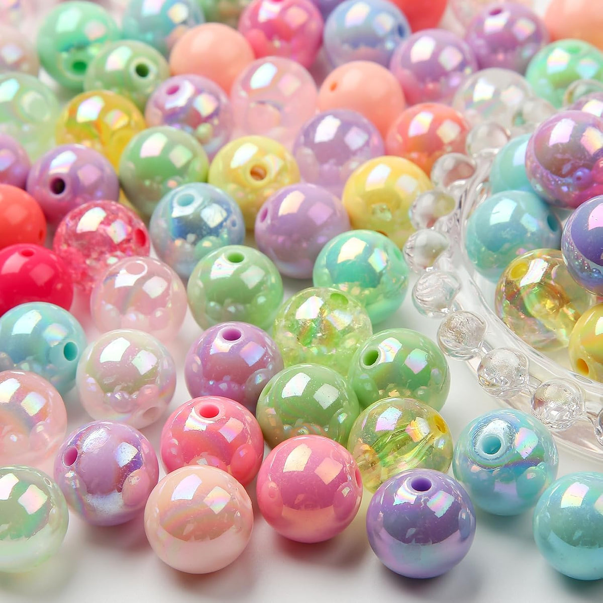 16mm Color Acrylic Beads 100pcs Cute Candy Colors Spacer Beads Loose Beads for DIY Crafting Necklace Bracelet Jewelry Making Keychain (Mix-Color)