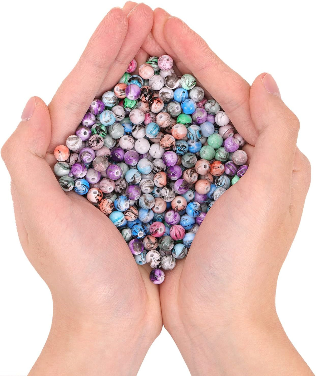 Quefe 500pcs 8mm Space Acrylic Craft Beads for Jewelry Making