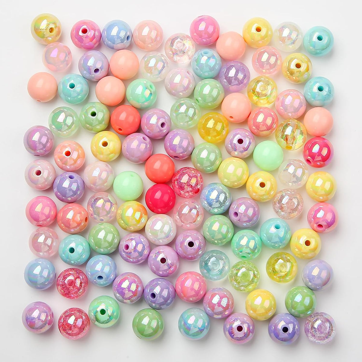 16mm Color Acrylic Beads 100pcs Cute Candy Colors Spacer Beads Loose Beads for DIY Crafting Necklace Bracelet Jewelry Making Keychain (Mix-Color)