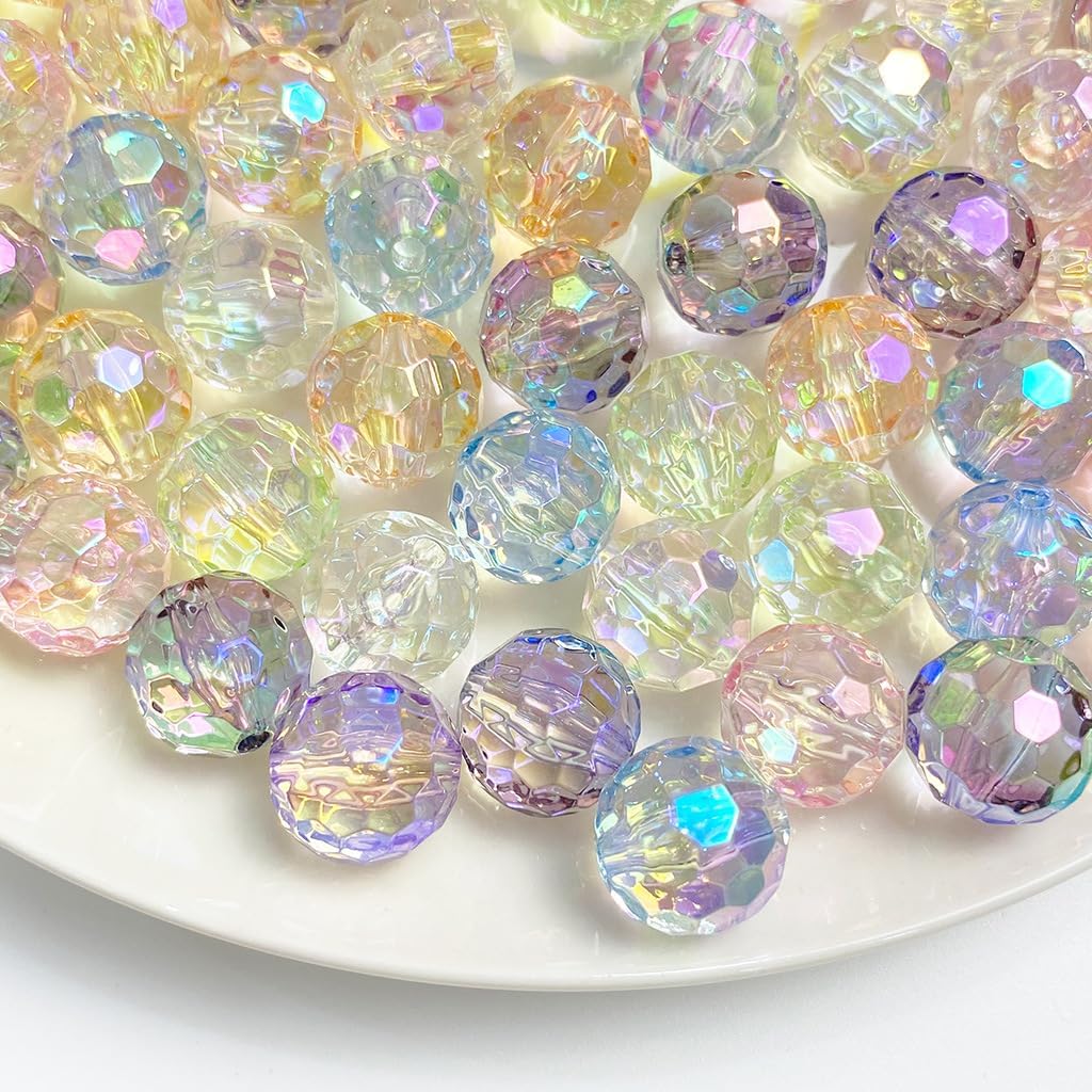 16mm Color Acrylic Beads 100pcs Cute Candy Colors Spacer Beads Loose Beads for DIY Crafting Necklace Bracelet Jewelry Making Keychain (Mix-Color)