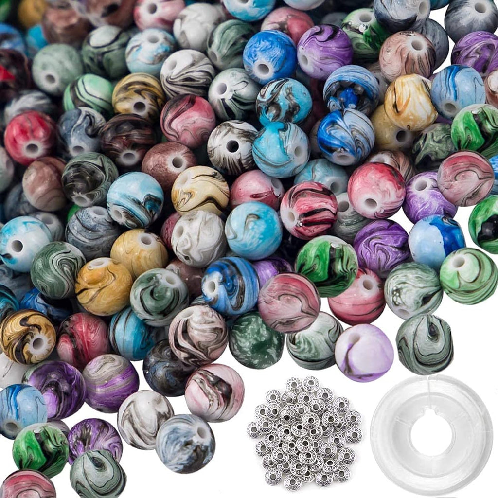 Quefe 500pcs 8mm Space Acrylic Craft Beads for Jewelry Making