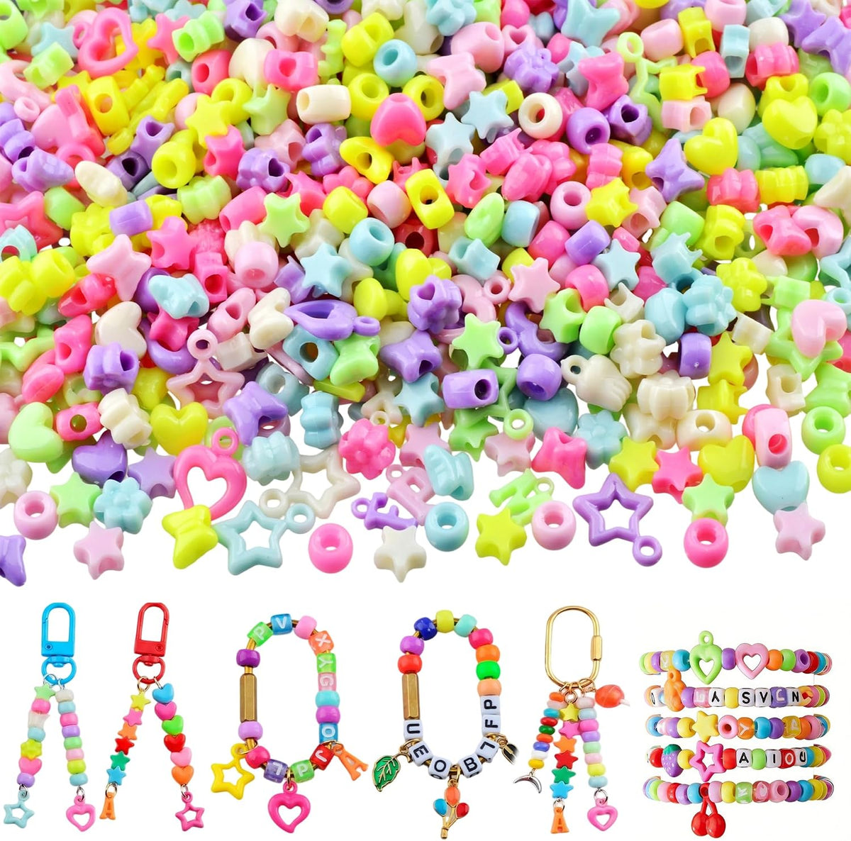 Beads for Keychains Making 650pcs Bulk Keychain Beads