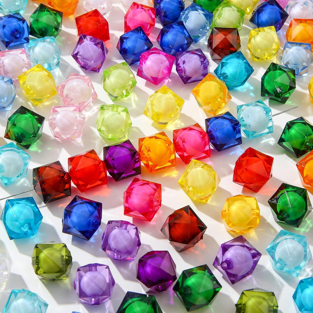 16mm Color Acrylic Beads 100pcs Cute Candy Colors Spacer Beads Loose Beads for DIY Crafting Necklace Bracelet Jewelry Making Keychain (Mix-Color)