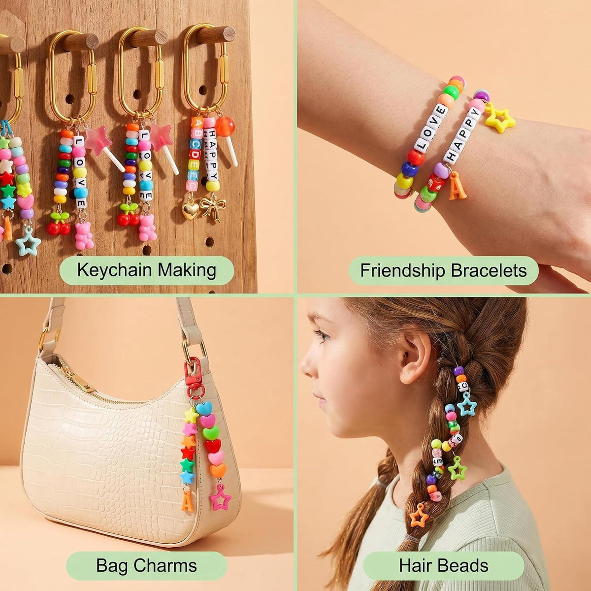 Beads for Keychains Making 650pcs Bulk Keychain Beads