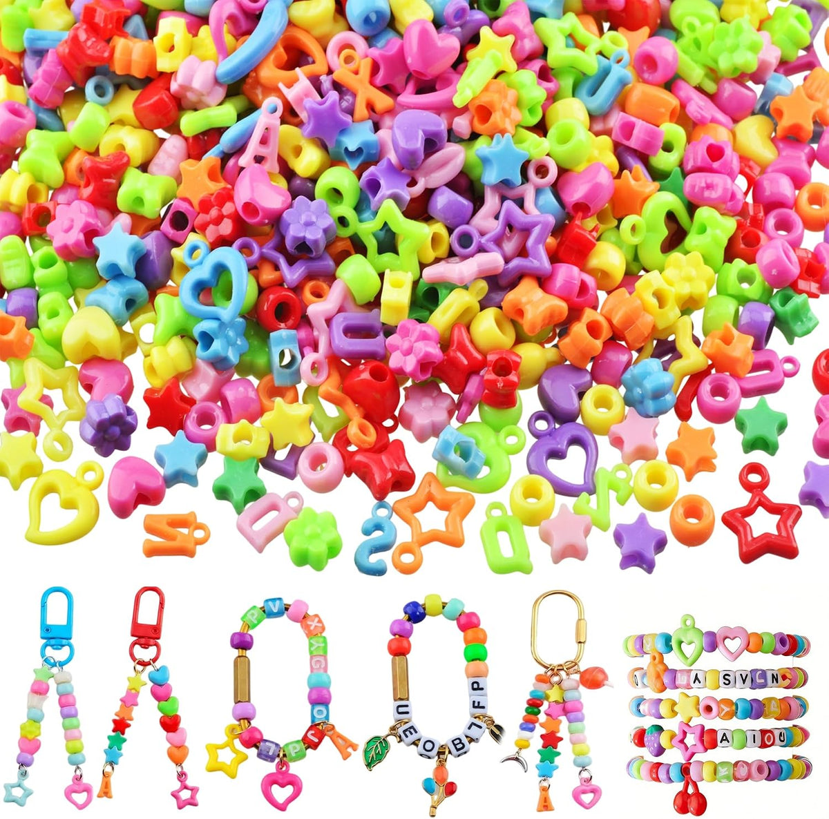 Beads for Keychains Making 650pcs Bulk Keychain Beads
