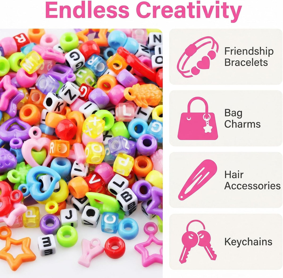 Beads for Keychains Making 650pcs Bulk Keychain Beads